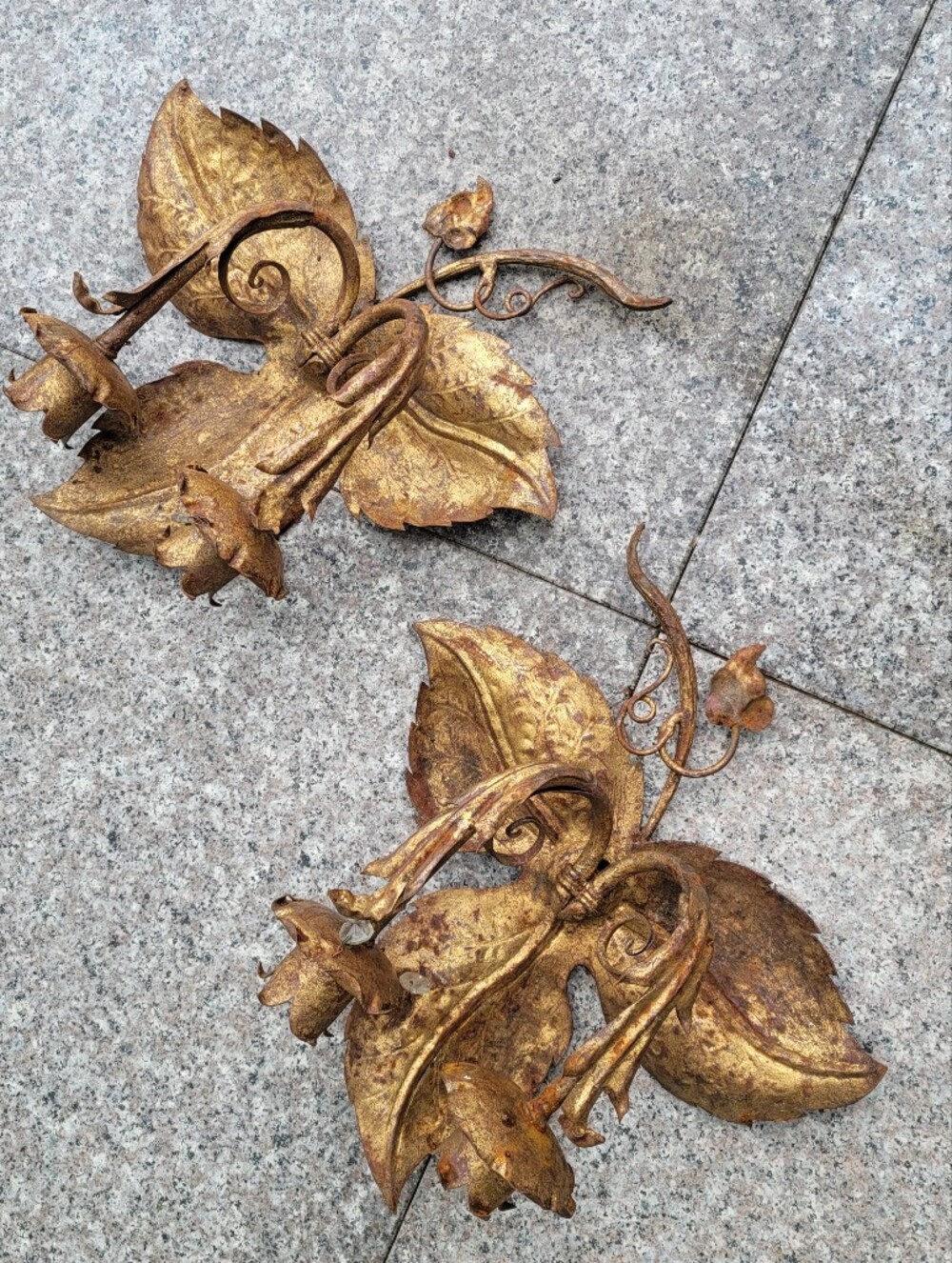 Vintage Italian wall botanical candle holders set of 2